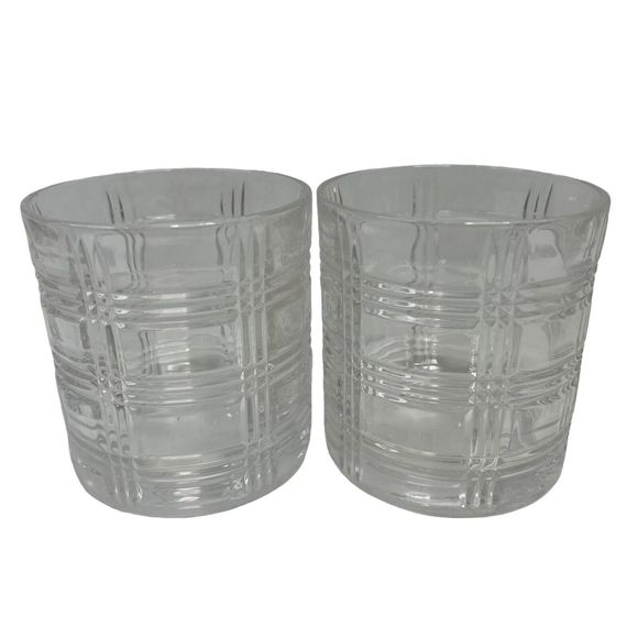 Anchor Hocking Other - Clear Glass Double Old Fashioned Whiskey Clear Glasses Set Of 2 Tartan